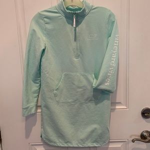 Vineyard Vines Girl's Half Zip Dress in Mint